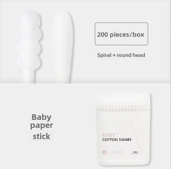 200PCS Cotton Swab Cotton Swab Paper Clean Box Organic Spiral Round Head Double Head Combination