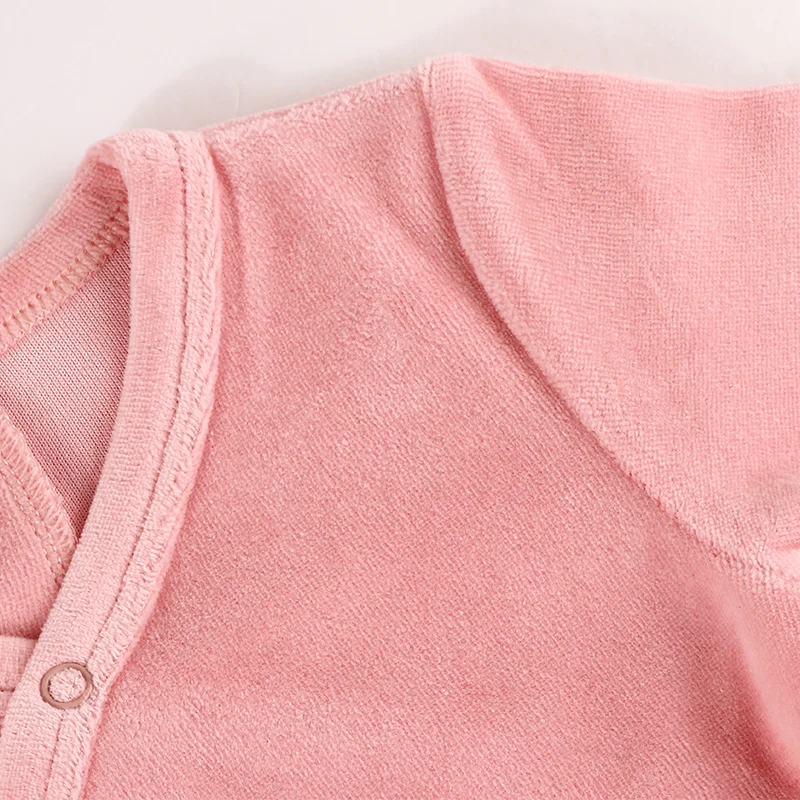 Baby-Velours-Strampler mit Füßen, Kinderkleidung, Langarm-Baby-Overall, Jungen- und Mädchen-Strampler, Baby-Jumpsuit, Größe 3-18 Monate – Detail 16