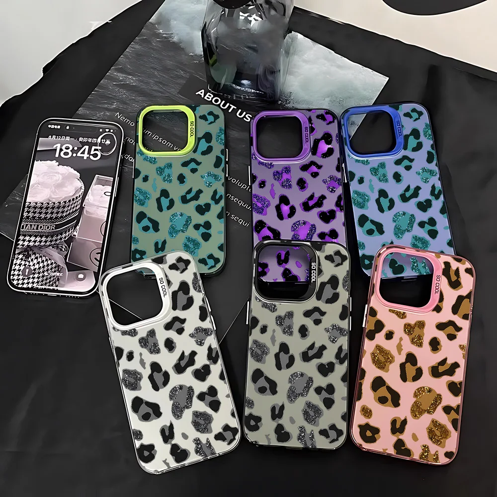 Shiny Colorful Leopard Print Anti-Fall Phone Case