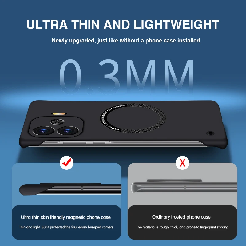 Ultrathin Magnetic Frameless Matte Phone Case - Pure Hard PC Cover