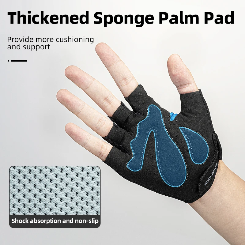 ROCKBROS Men Women Cycling Gloves Fingerless Summer Sports Gloves Anti Slip Breathable MTB Road Bike Gloves Bicycle Accessories 3