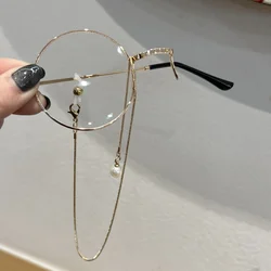 Unisex Round Glasses with Retro Metal Chain - Steampunk Cosplay Decoration Gift (Golden)