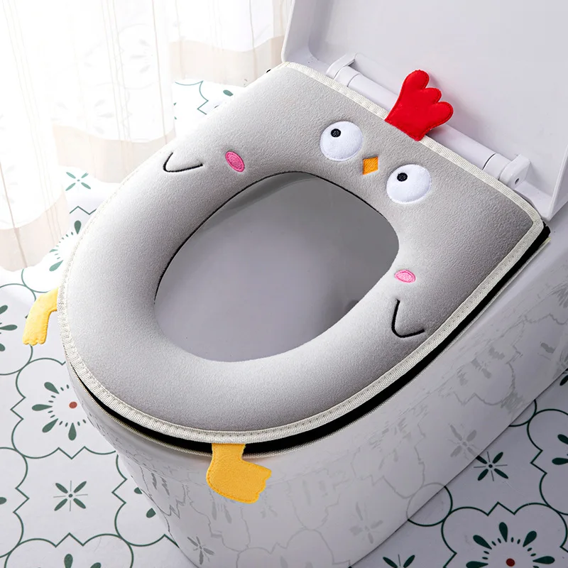 Winter Home Soft with Toilet Mat Zipper Cute Toilet Seat pad loo Warm Cover Embroidered lavatory Seat Covers Reusable WC Cushion 5