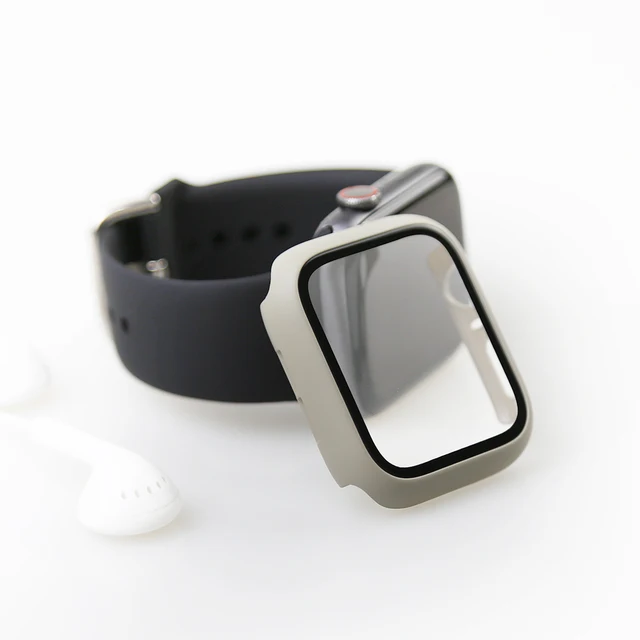 Glass+Cover For Apple Watch Case 45mm 41mm 44mm 40mm 42mm 38mm iWatch Accessorie Screen Protector Apple Watch Serie 3 4 5 6 SE 7 Khaki