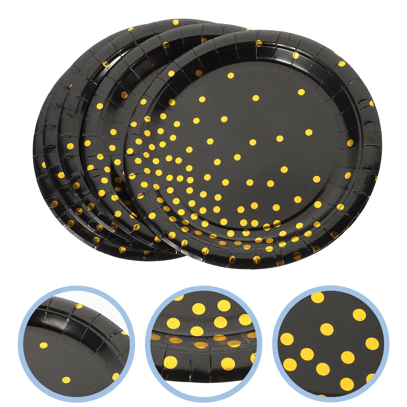 16pcs Disposable Paper Plates Solid Black Cake Plate Decorative Tableware Party Supplies (9inch) paper disposable tableware