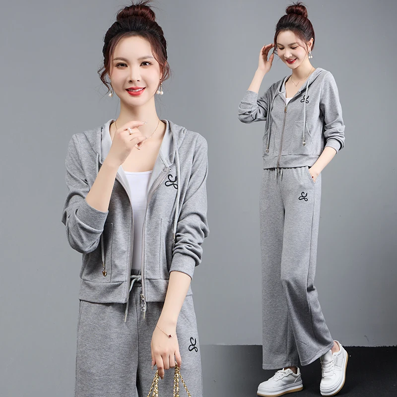 Leisure sports suit for women 2024 Spring Autumn collection, new women's clothing, fashionable and western-style morning run, hood_voghion.com