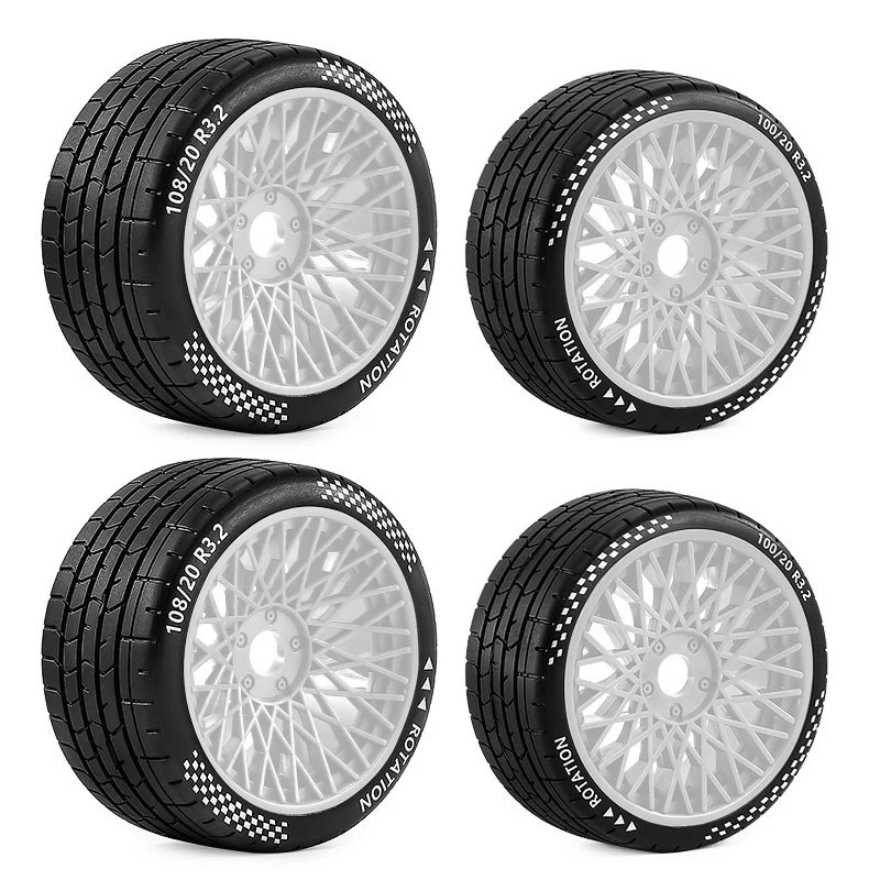 Pneus RC 100/108mm 4x4 Tout Terrain - Lot de 2 Roues Voiture Radiocommandée