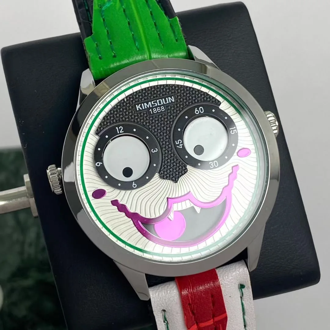 

New 2022 Creative Clown Dial Casual Watch Men Top Brand Luxury Leather Fashion Wrist Watches Mens Dropshipping Relogio Masculino