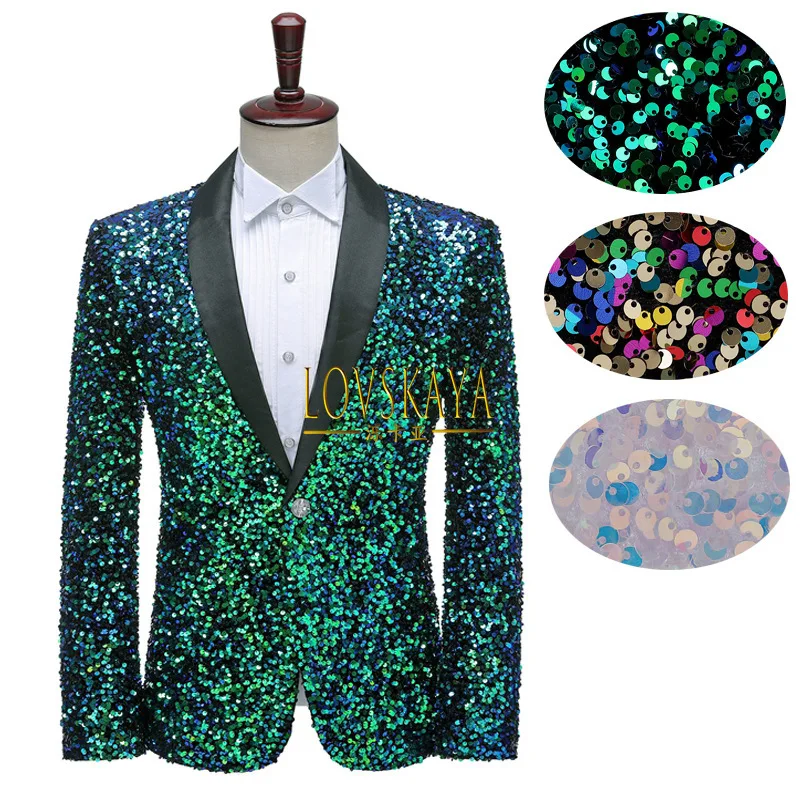 

Colorful jackets men's dresses three-dimensional sequins color changing flashes stage performances suits hosts