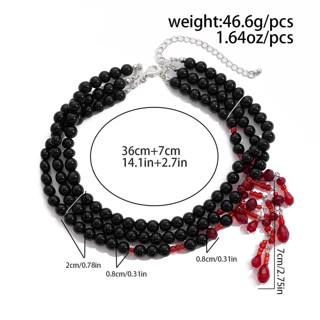 Collier gothique à franges en forme de goutte de sang, multicouche, ras du cou en perles de sang, pour femmes, bijoux fantaisie, cadeaux