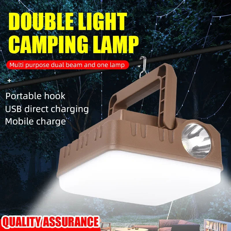 Multifunctional LED Camping Lantern USB Rechargeable Outdoor Super Bright Searchlight High Power Flaslight Emergency Work Light