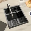 Hidden Kitchen Sink Bar Sink Kit Folding Faucet Drain Pipe,Drop-in Undermount Sink,Small Stainless Steel Sink for Workstation RV 1
