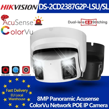 Hikvision 8MP panoramique ColorVu tourelle caméra IP DS-2CD2387G2P-LSU/SL 4K sécurité Double lentille couleur nuit intégré micro haut-parleur