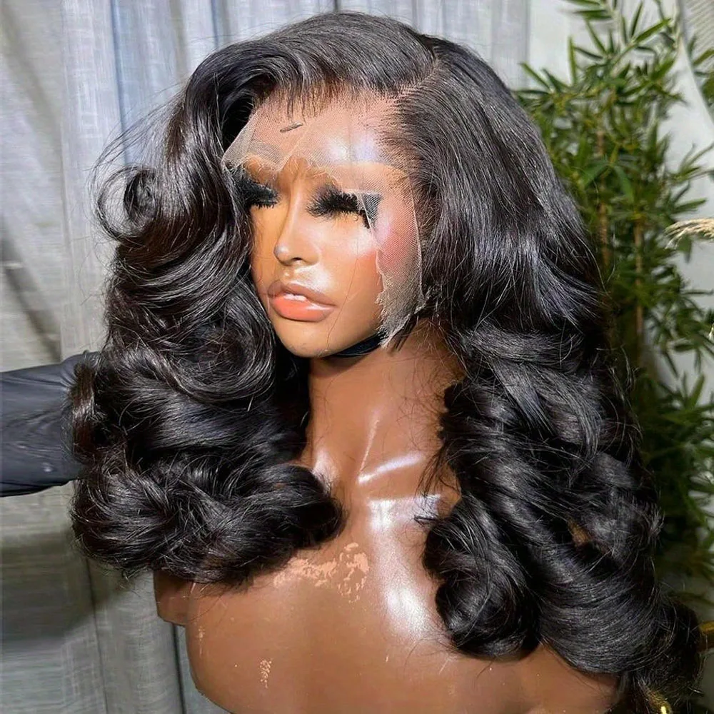 28 Inch Natural Black Lace Front Wigs Human Hair Pre Plucked Full Density Body Wave Lace Front Wigs Human Hair13x6 Wig 13x4 HD Transparent Full Frontal 5x5 Natural Wig For Woman Halloween Season 1