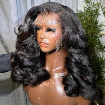 28 Inch Natural Black Lace Front Wigs Human Hair Pre Plucked Full Density Body Wave Lace Front Wigs Human Hair13x6 Wig 13x4 HD Transparent Full Frontal 5x5 Natural Wig For Woman Halloween Season 1