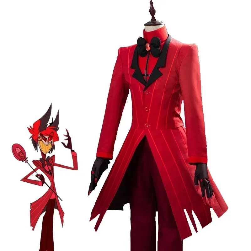 thumbnail image 1 of Peluca de cosplay de Hazzbin Cos Hotel Alastor, pelo corto rojo y negro para mujer, pelo sintético resistente al calor, accesorio para fiesta de carnaval y Halloween, 1 of 5