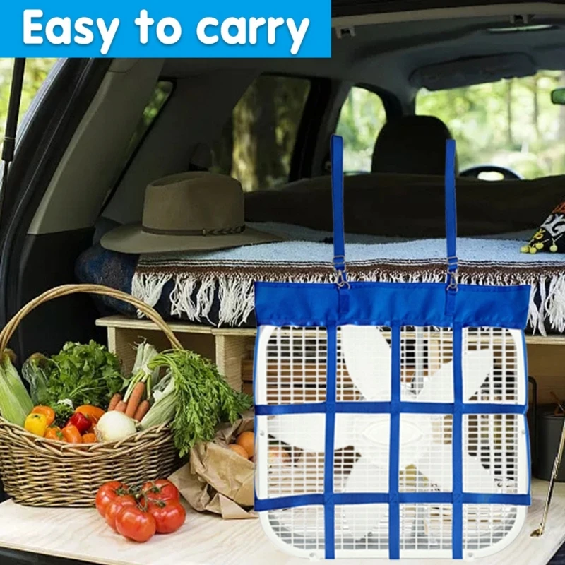 

Hanging Web Box Fan Bag Adjustable Box Fan Holder Dormitory Electric Fan Hanging bag Horse Stall Classically Fan Bag