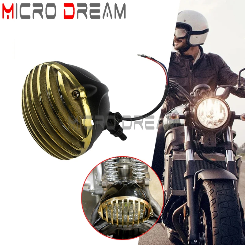 5 "Moto Billet Grigliato Lunetta Copertura Faro Anteriore Lampada Per Yamaha Virago Xv 250 500 535 700 750 Club Style Head Light