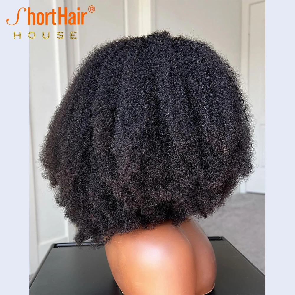 Afro Wigs Transparent Lace Frontal Human Hair Wigs For Women 4x4 Lace Closure Short Bob Mongolian Afro Kinky Curl human hair wig lace front wigs