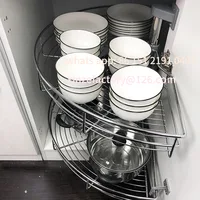 ตะกร้ามุมตู้ปรับได้ 180 องศา สำหรับห้องครัว 270 องศา 360 องศา ตะกร้าหมุนได้ ชั้นวางคู่แบบหมุนได้ ลิตเติ้ลมอนสเตอร์ 1