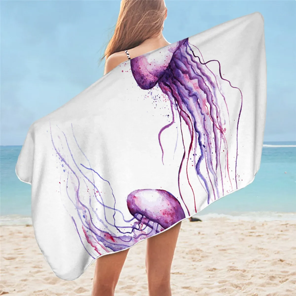Summer Marine Life Beach Towel Microfiber Swim for Women Men Kid Marine Animal Shower Towel Travel Camping Yoga Gym Picnic Mat 6
