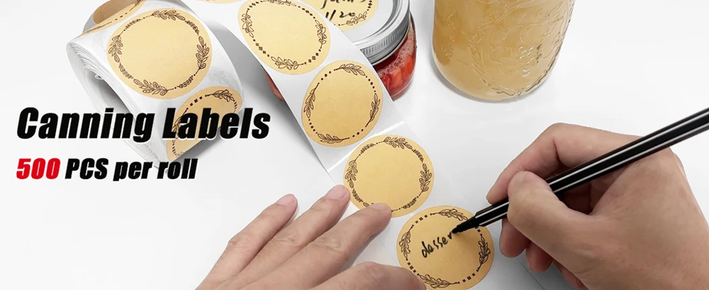 Description Picture 2 of itemLabel Stickers for Jars and Lids, Kraft Sticker Labels for Food Container Spice Seasoning Kitchen Pantry Mason Jar Gift 500pcs