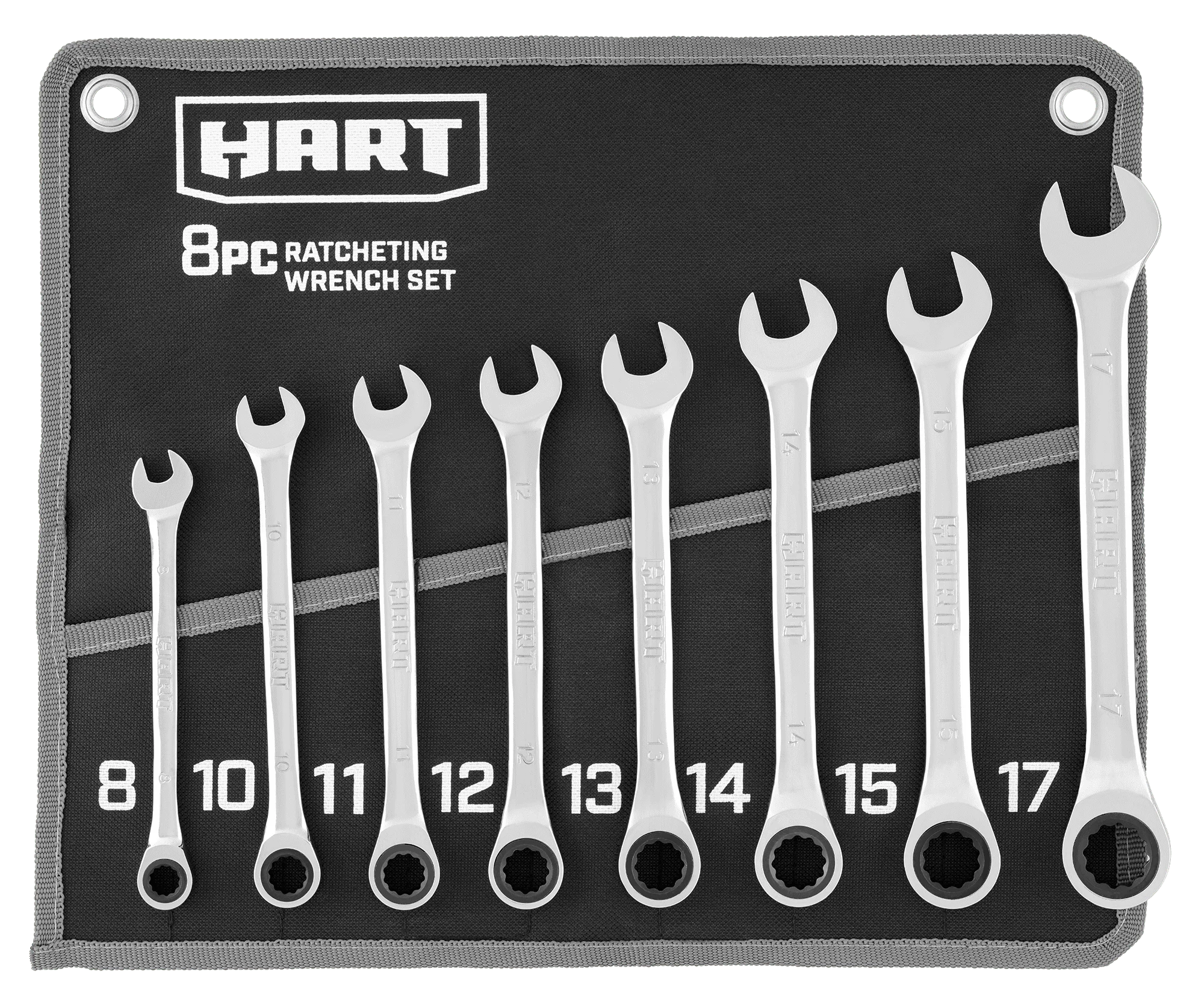 

HART 8-Piece MM Ratcheting Wrench Set with Tool Pouch, Chrome Vanadium