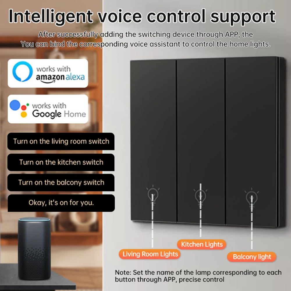 3 Botão De Parede WiFi Interruptor De