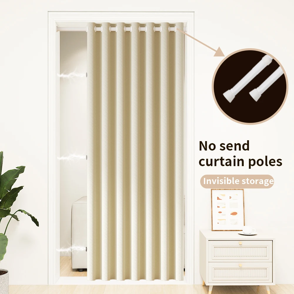 New Style Solid Color Magnetic Curtain Insulated Screen Door Curtains No-punch Indoor blackout For bedroom Living room Wardrobe 5