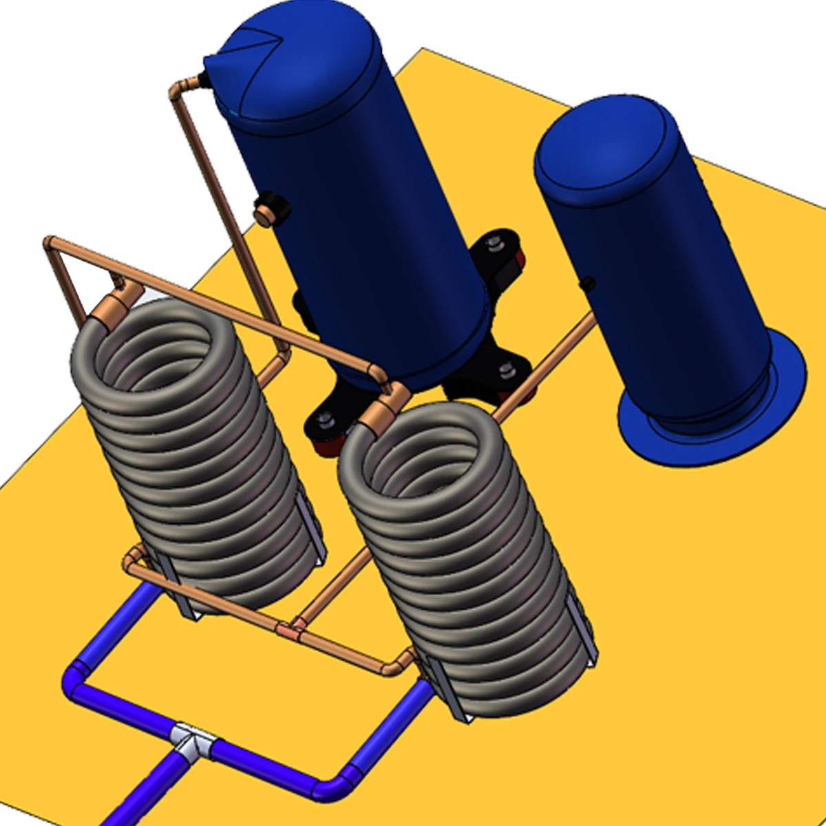 

2.5HP tube-in-tube water cooled condenser of 5000kcal heat pump water heater is with big hydraulic diameter to avoid dirty block