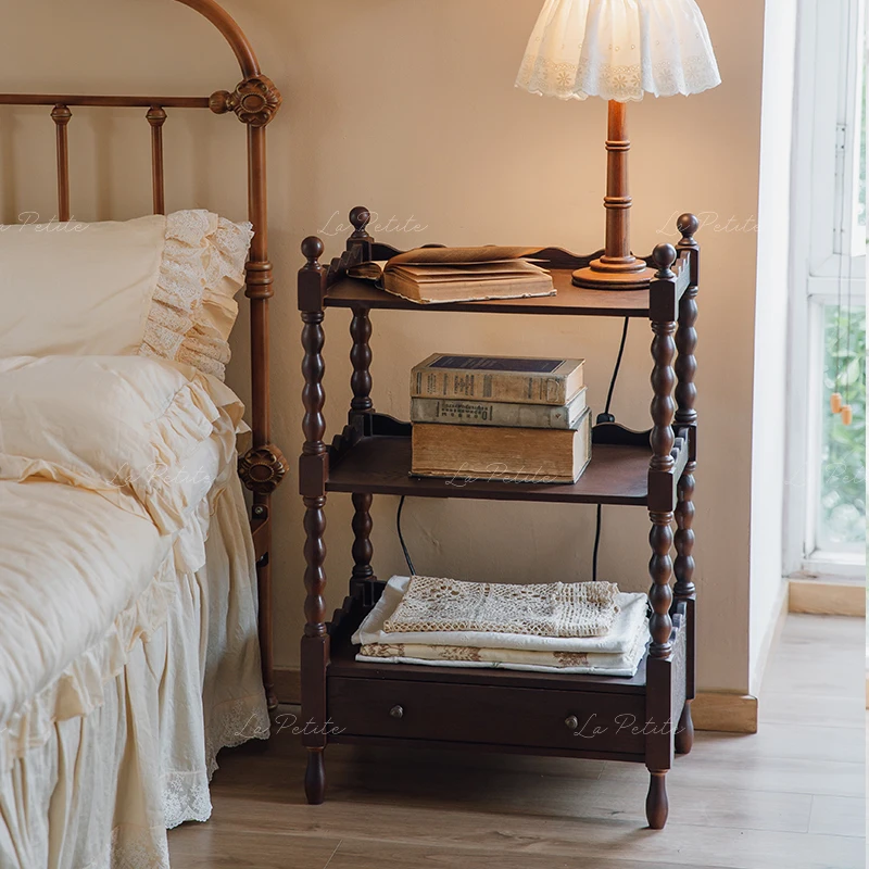Medieval storage rack, retro bedside table, household living room, sofa side, several corners and multiple layers of display rac