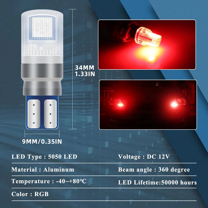 รูปสินค้า หลอดไฟ LED RGB รถยนต์ พร้อมรีโมท Canbus