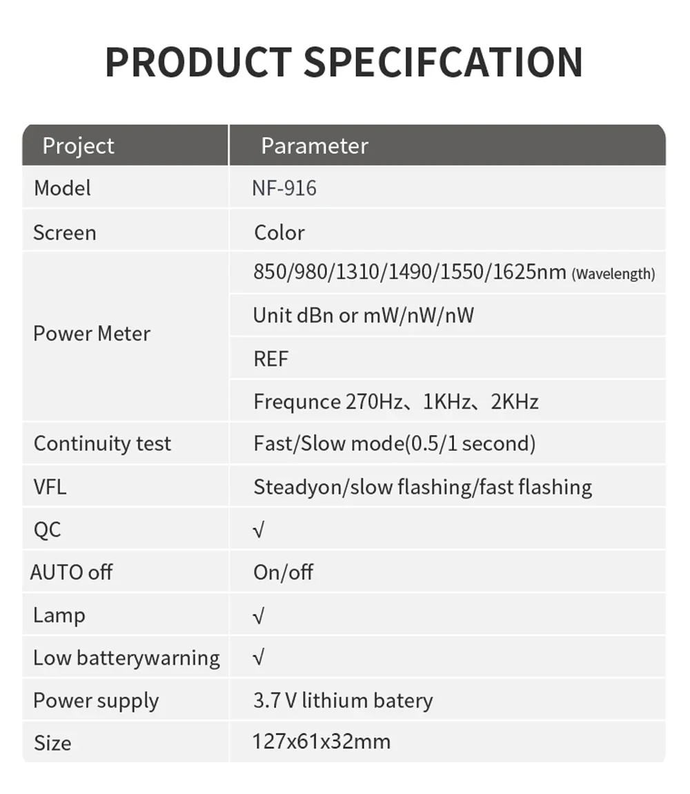 NOYAFA NF-916 Fiber Optical Power Meter VFL REF FC SC ST Visual Fault Locator LC
