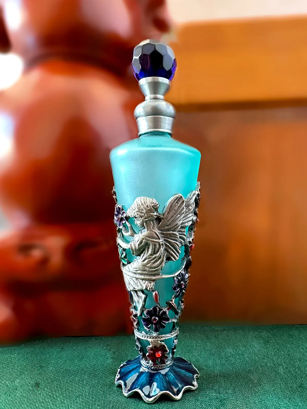Glass Perfume Bottles Empty Vintage Bejeweled Angel