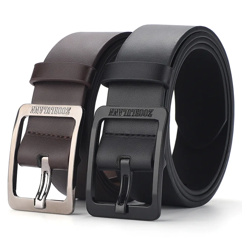 

3.6cm Casual Men's Belt Alloy Pin Buckle Texture Solid Color Business Fashion Belt for Men Youth All-match Waistband