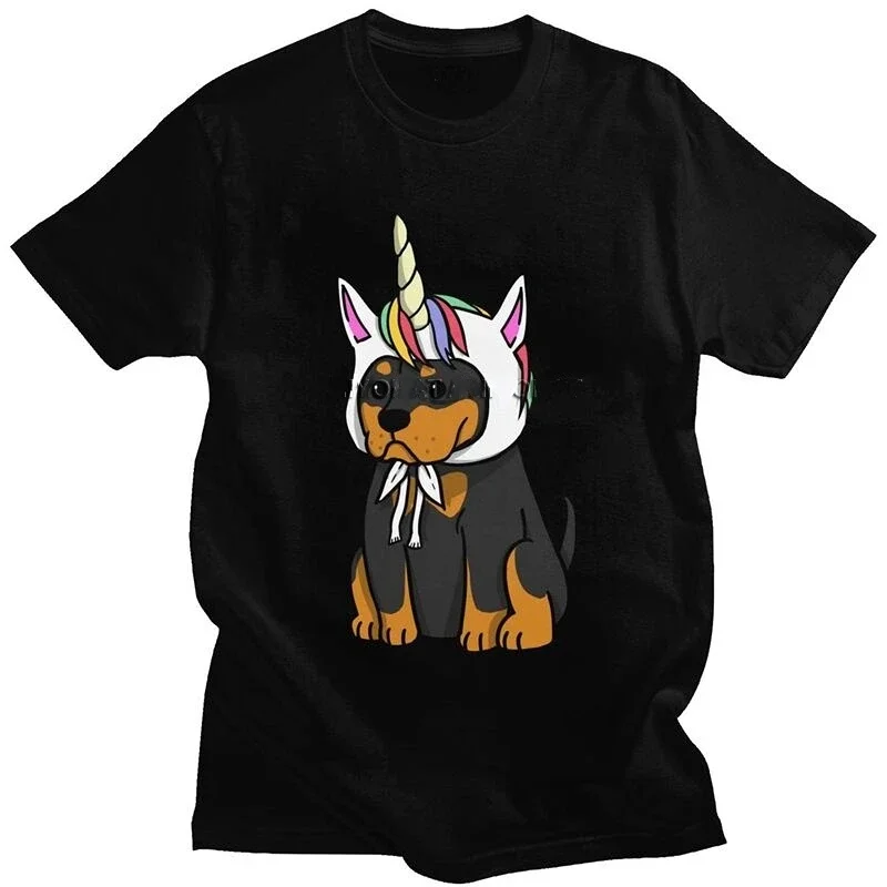 Футболка Metzgerhund Kawaii Dog Lover с коротким рукавом, приталенная одежда, футболка с единорогом для щенков ротвейлера, мужская и женская футболка
