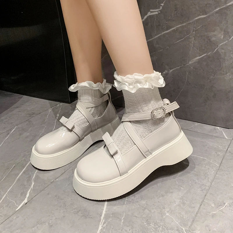 

Big Toe Increase Shoes Thick Bottom Japanese Retro Hot Girl Mary Jane Shoes Jk Harajuku British Style Leather Shoes Women New