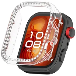 Custodia Rigida in Vetro Temperato con Cristallo di Diamante Elegante per Smartwatch - Copertura Protettiva Completa
