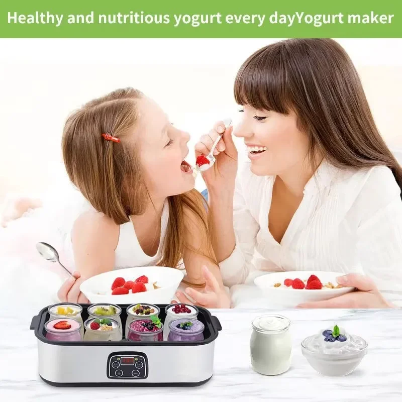 Yogurt Maker Hot Sell 2024 Automatic Stainless Steel Electric Home Prices Frozen Ice Cream Machine With 8 Glass Jar Healthy Home 4