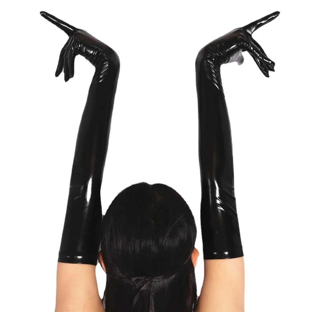 Glänzende Bdsm Langhandschuhe Aus Kunstleder Für Punk Cosplay_voghion.com