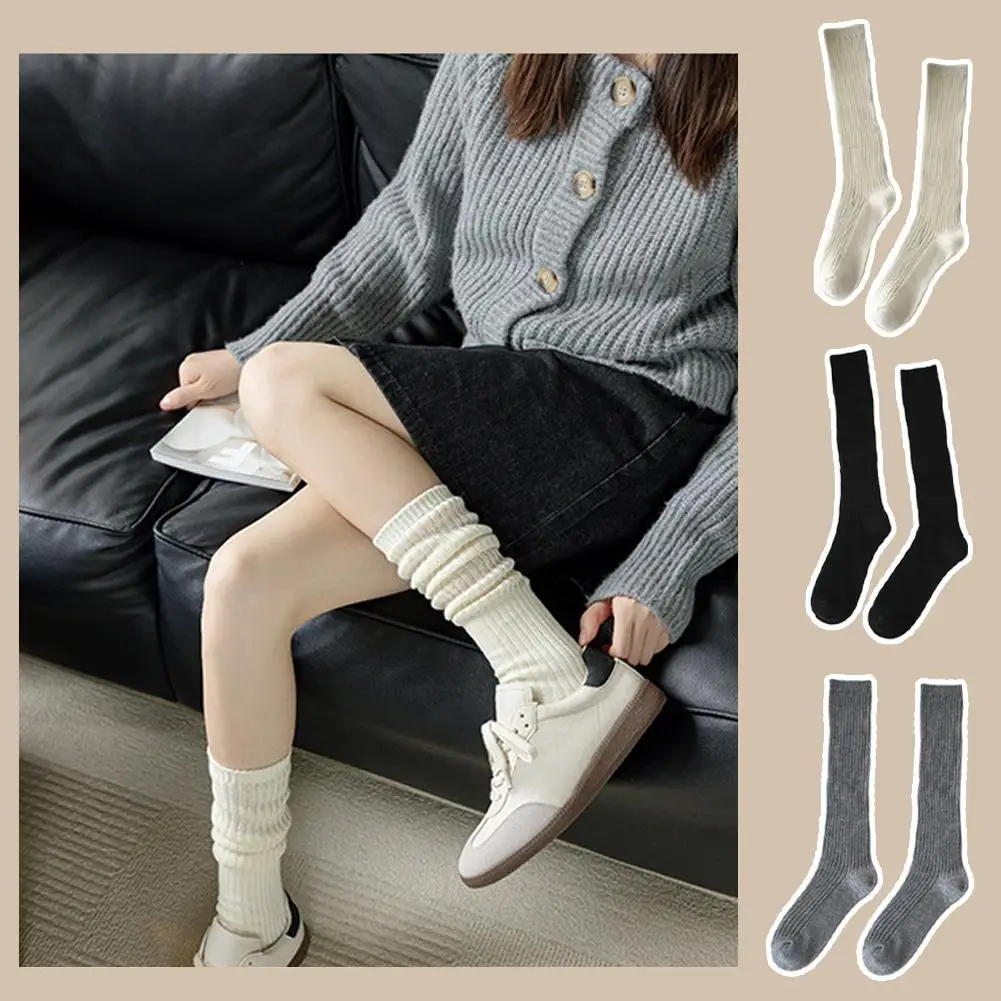 

Women Wool Cashmere Long Socks Stockings Autumn Winter Socks Solid High Color Thick Knee Japanese Knitted Stockings Warm So G0m6