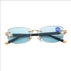 Rimless Progressive Anti - Blue Light Reading Glasses - +400 (BLUE)