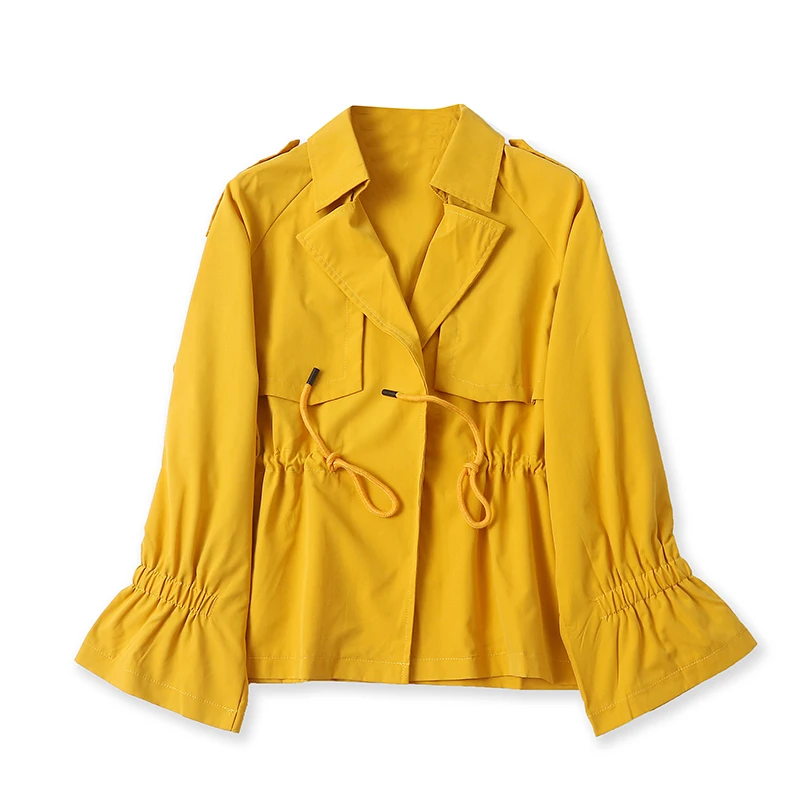 

Casual Jacket With A Buckle Tie Short Long-sleeved Trench Coat 13327