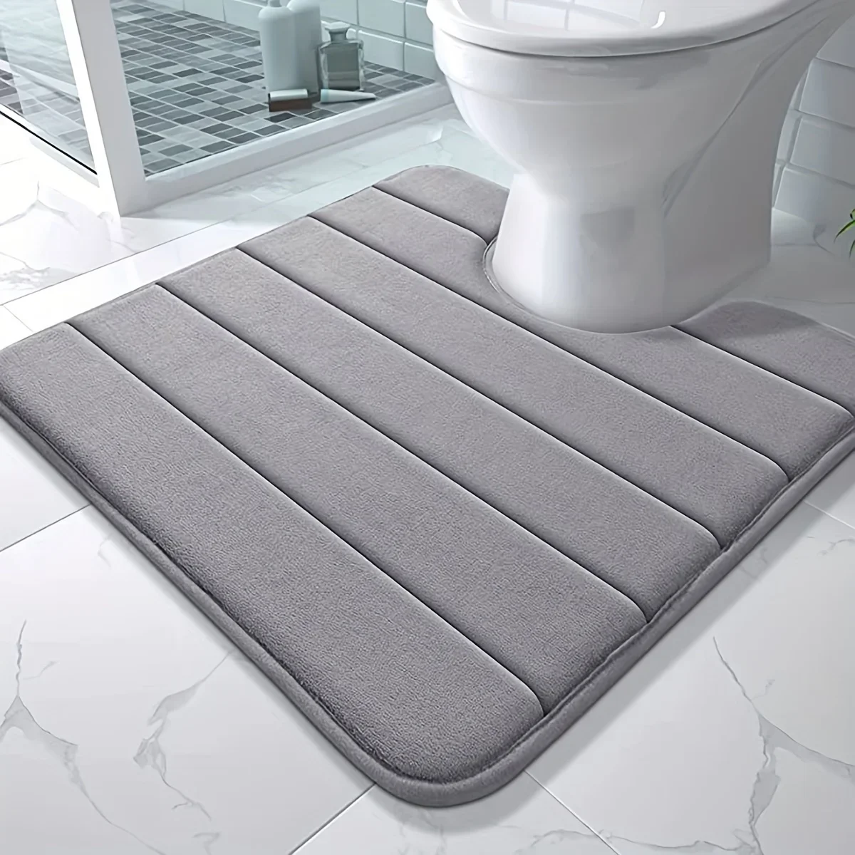 U-shaped Bathroom Carpet Toilet Mat Memory Foam Anti-skid Super Absorbent