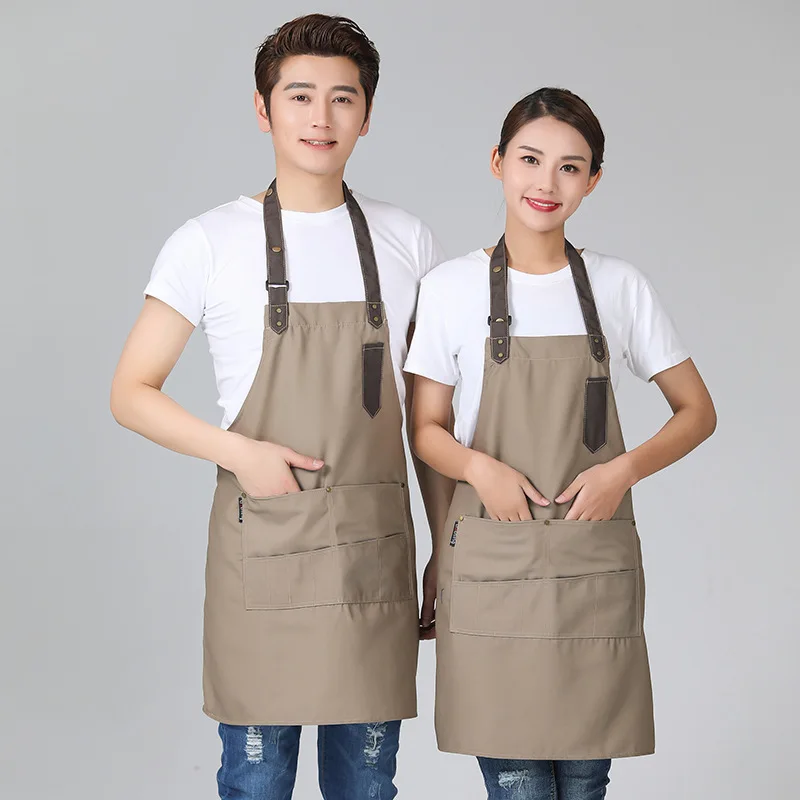 C833 Wear-resistant Restaurant Aprons Milk Tea Coffee Shop Overalls Apron Canvas Kitchen Aprons for Woman Men Chef Work Apron