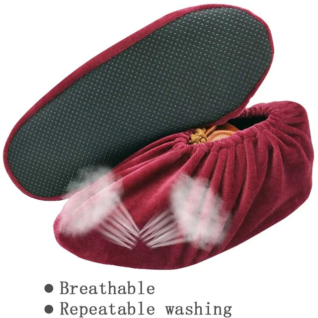 Újrafelhasználható Flanel Cipőfedél Nem Csúszás Háztartás Unisex Vastag Mosható Cipő Fedelek Diszkriminálható Láb Burkolat - Image 5