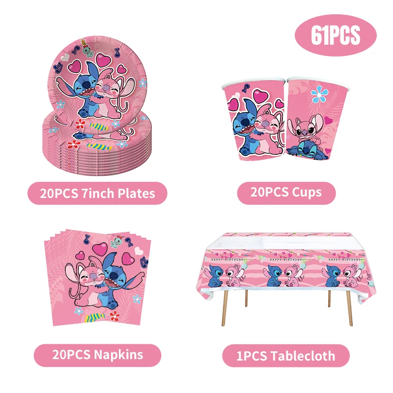 Birthday Party Supplies, Stitch Statue Ornaments Disney Stitch Birthday Decoration Lilo And Stitch Stickers Tablecloth Balloons Kids Party Favors