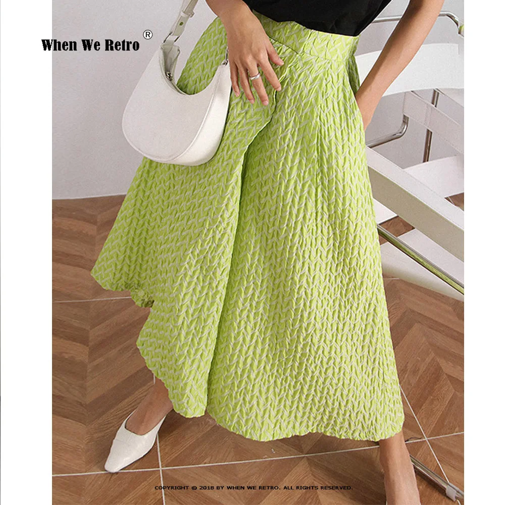 

2023 New Loose Green Skirt Pants For Women High Waist Solid Minimalist Casual Skirts Pant Female Summer Clothing Fashion RS798