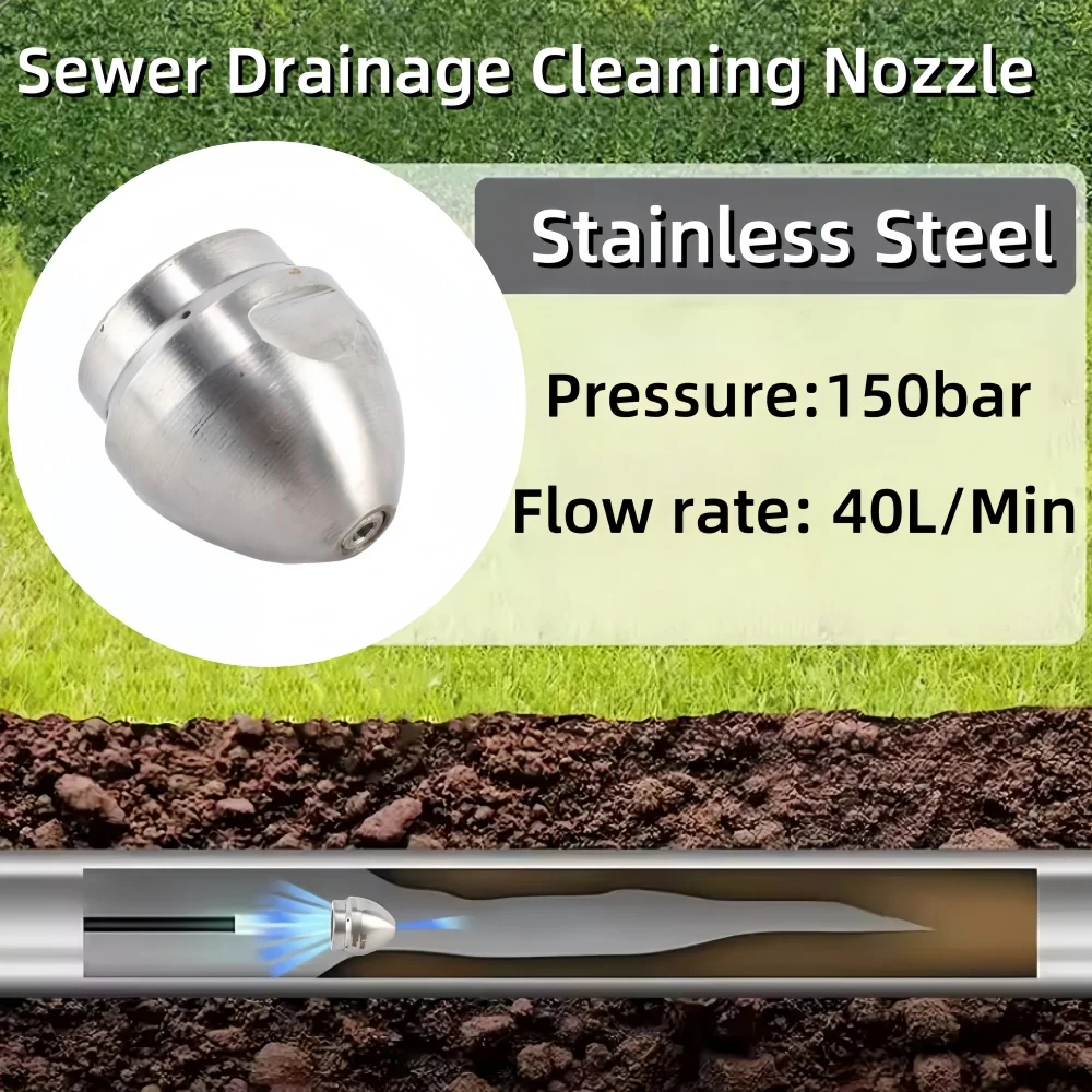 1/2 "3/8 Internal Thread 40L/Min High Pressure Cleaning Machine Nozzle Stainless Steel material Sewer Drain Cleaning Nozzle Tool