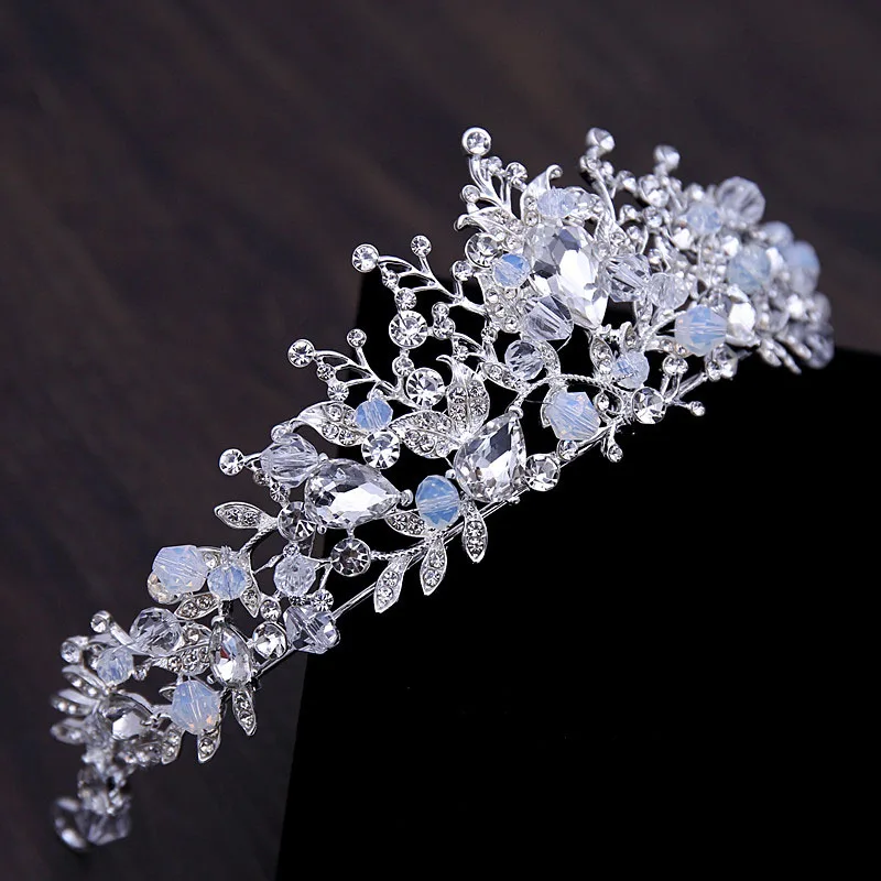 Itacazzo Bridal Headwear Set Silver Colour Crown Necklace Earrings Set of Four Suitable for Women's Wedding Birthday Party bridal jewelry sets